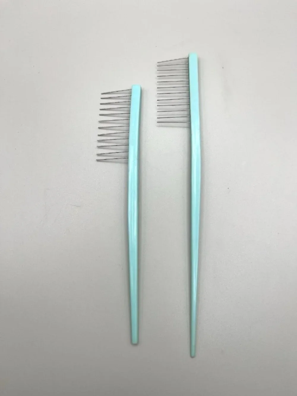 VTG 80s Smoothie Hair Styling Combs Set Turquoise Metal Teasing Picks Atomic